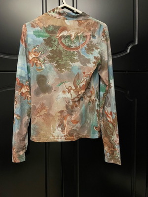 Μπλουζάκι με baroque print σαν καινούργιο, διαφανές πολύχρωμο Shein L