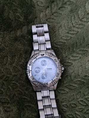 Fossil men's wristwatch used, silver