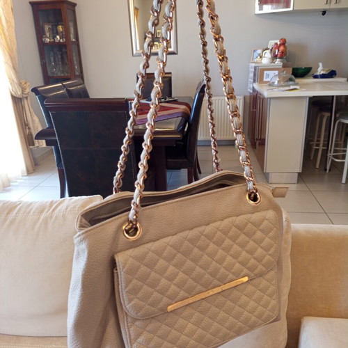 Carpisa shoulder bag used, beige with animal lining
