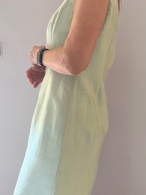 Escada 100% silk linen dress, green, made in Germany