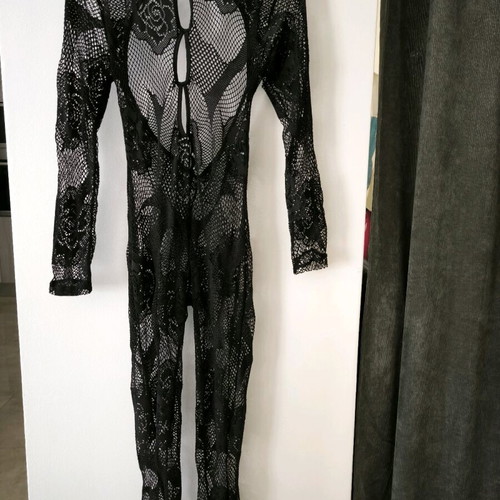 Shein lace mesh bodysuit new, red, size L