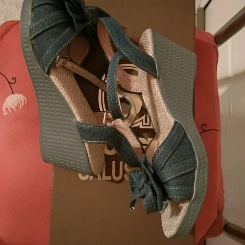 Denim platform sandals new, size 35.5, blue