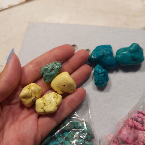 Jewelry making stones turquoise and pink irregular shape