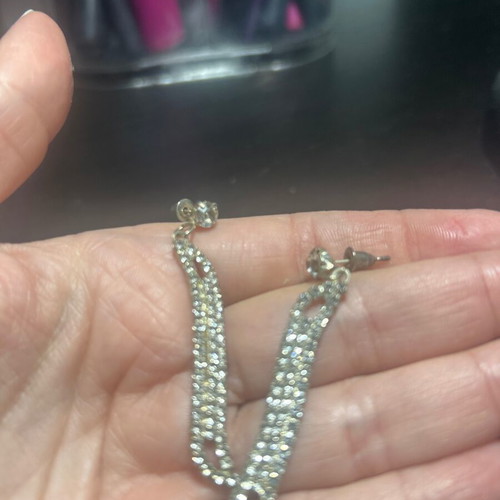 Dangling earrings with rhinestones