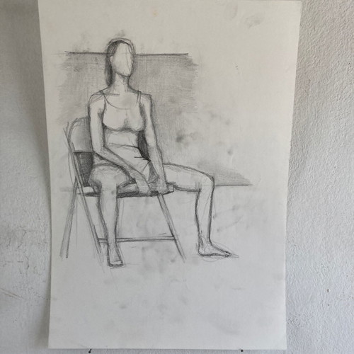 Painting used, pencil drawing on paper 35x50