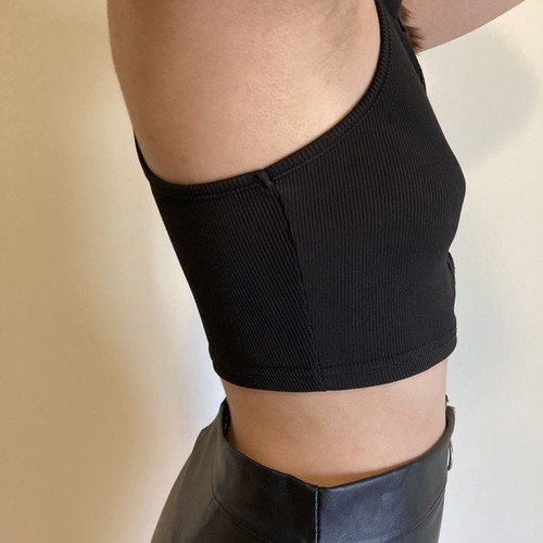 Black crop top with adjustable lace-up cords new, size S