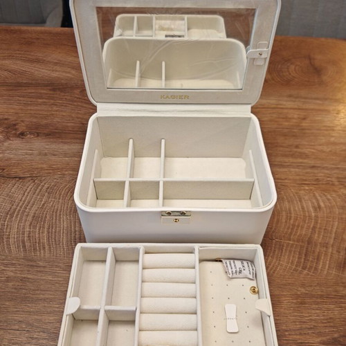 Jewelry box new, white with drawers and compartments