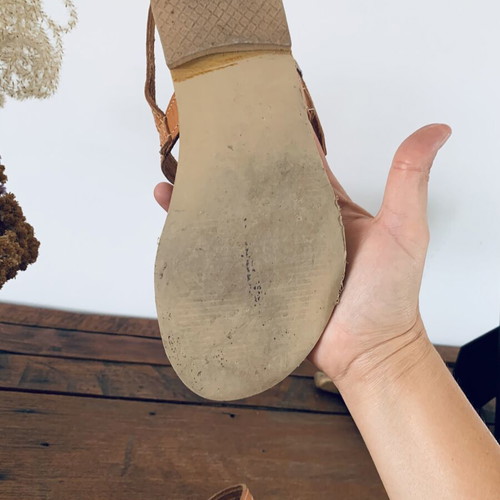 Meet The Cat leather sandals new, wood and plexiglass details, size 37