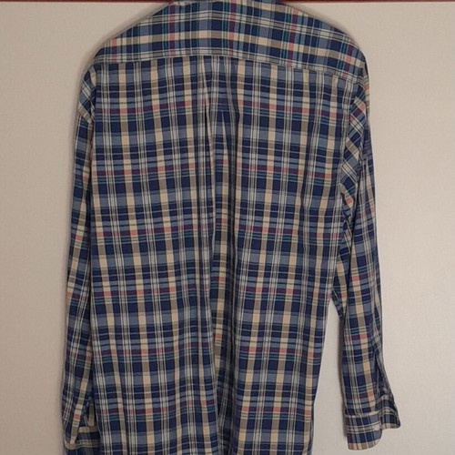 Two men's dress shirts size L, handmade blue, multicolour
