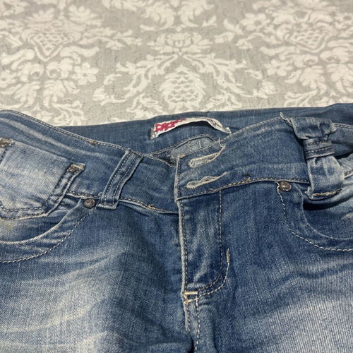 Jeans like new blue color with bows, size S/M
