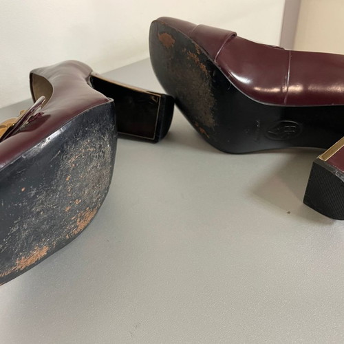 Ash leather pumps used, burgundy, 9 cm heel, size 40