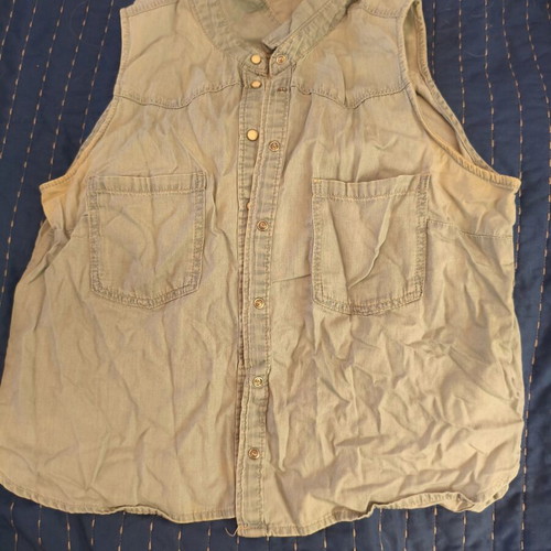 Bershka sleeveless denim shirt used, turquoise, size M