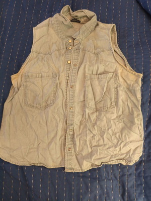 Bershka sleeveless denim shirt used, turquoise, size M