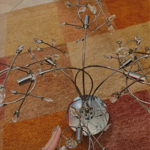 Ceiling light set with Swarovski crystals, stainless steel, G9 bulbs