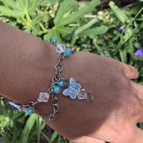 Fairycore Butterfly Bracelet with Delicate Crystals and Handmade Design