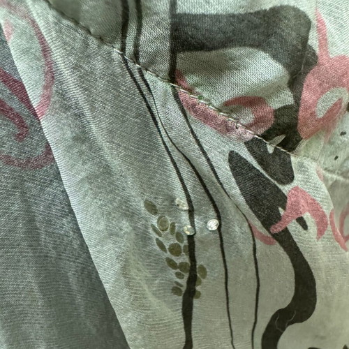 Rangoon 100% silk tunic with sequins like new, XS turquoise