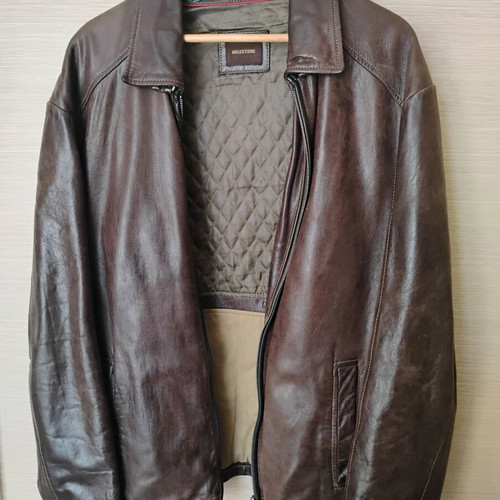 Milestone leather men's jacket used, dark brown, XXL