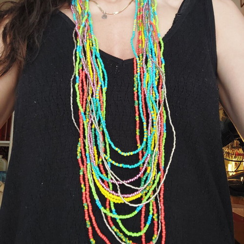 Beaded necklaces new, set of 14 colorful strands