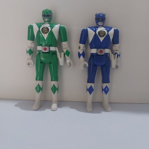 Power Rangers Flip Head Bandai green and blue figures like new