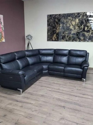 Black leather corner sofa with electric relaxing mechanism new