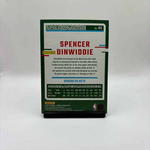 Spencer Dinwiddie Donruss 2023-24 Green Laser card like new