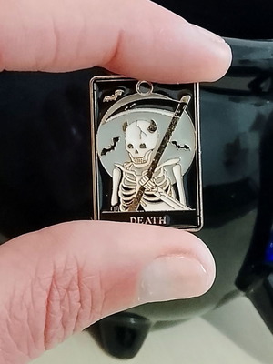 Tarot Death pendant new, black and gold