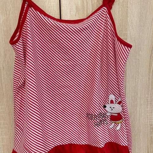 Women's red striped pajama with bunny design