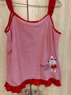 Women's red striped pajama with bunny design