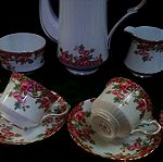  Σερβίτσιο τσαγιού/ γαλλικού καφέ Royal Stafford "olde English Garden". Πορσελάνη Αγγλίας (bone china) 1950