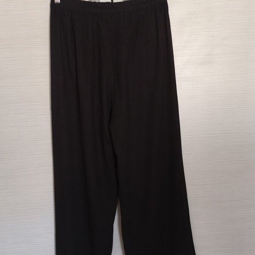 Black wide-leg pants one size, like new, 55% linen 45% viscose