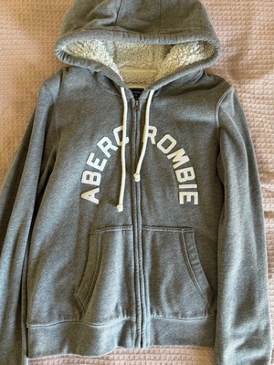 Abercrombie & Fitch women's grey hoodie jacket, size M