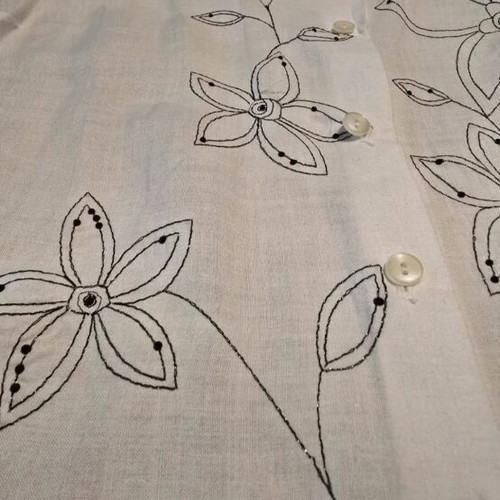 Ulla Popken women's linen shirt like new, white with embroidery