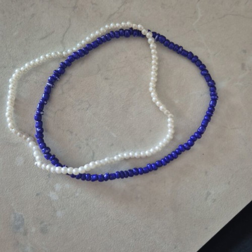 Doca bracelets like new, blue and white with small pearls, set of 2