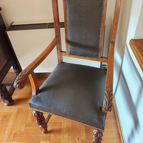 Old table with chairs used, set