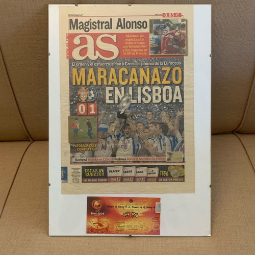 Euro 2004 Greece vs France ticket used with newspaper cover