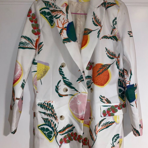 Blazer with fruit pattern new, white multicolor