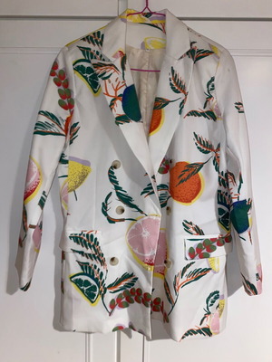 Blazer with fruit pattern new, white multicolor