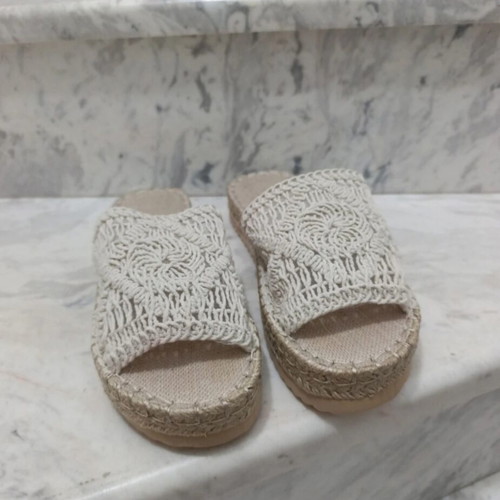 Espadrille-style slippers new, beige, size 40 narrow fit