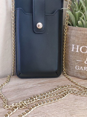 Mobile phone bag new with leatherette and gold chain