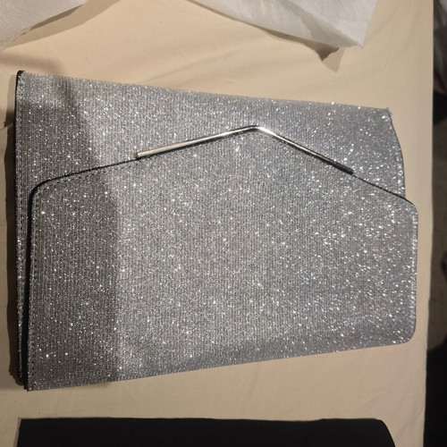 Handheld evening bag new, silver