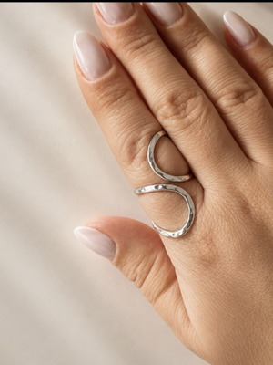 Steel ring silver adjustable like new