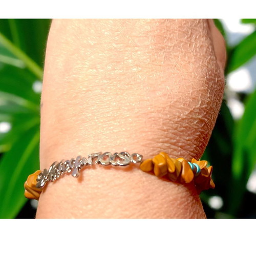 Handmade Dad bracelet with semi-precious stones and steel clasp new