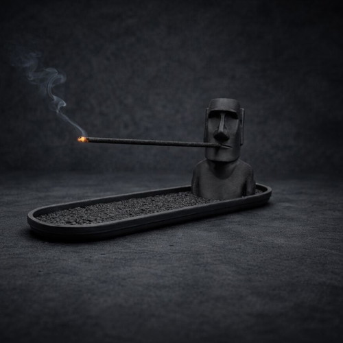 Moai Holder Incense Burner with Ash Tray 3D Printed