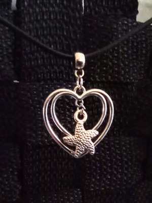 Handmade Valentine's necklace new, silver, heart with star