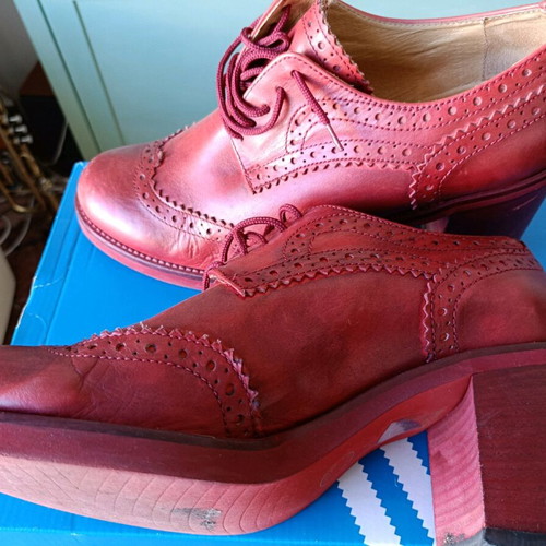 Lavoragione Artigiano moccasins high heels like new, red, size 40