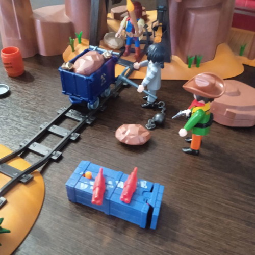 Playmobil Western Mine Playset used, blue box not working