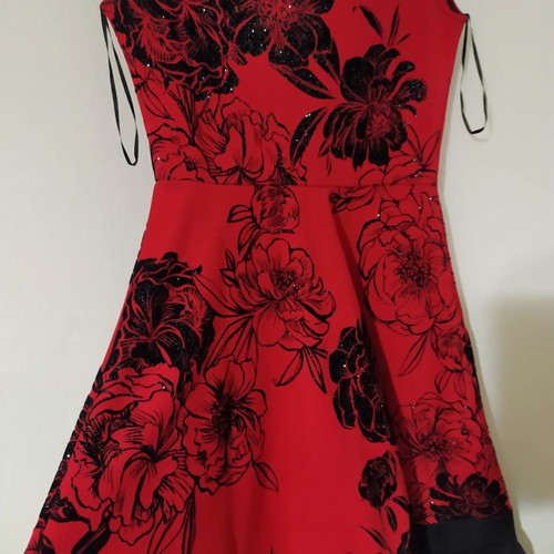 Quiz asymmetrical dress with floral glitter new, size 36