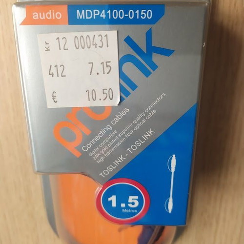 Prolink MDP4100-0150 optical fiber audio cable, 1.5 meters