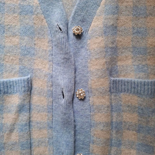 Zara sleeveless knitted vest blue checkered like new size medium