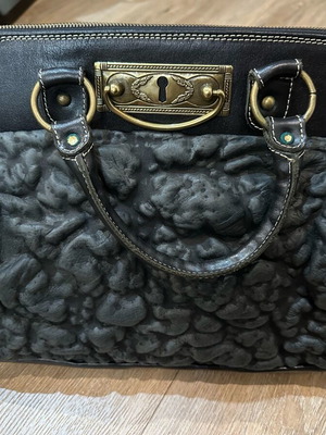 FRNC leather vintage style shoulder bag, black